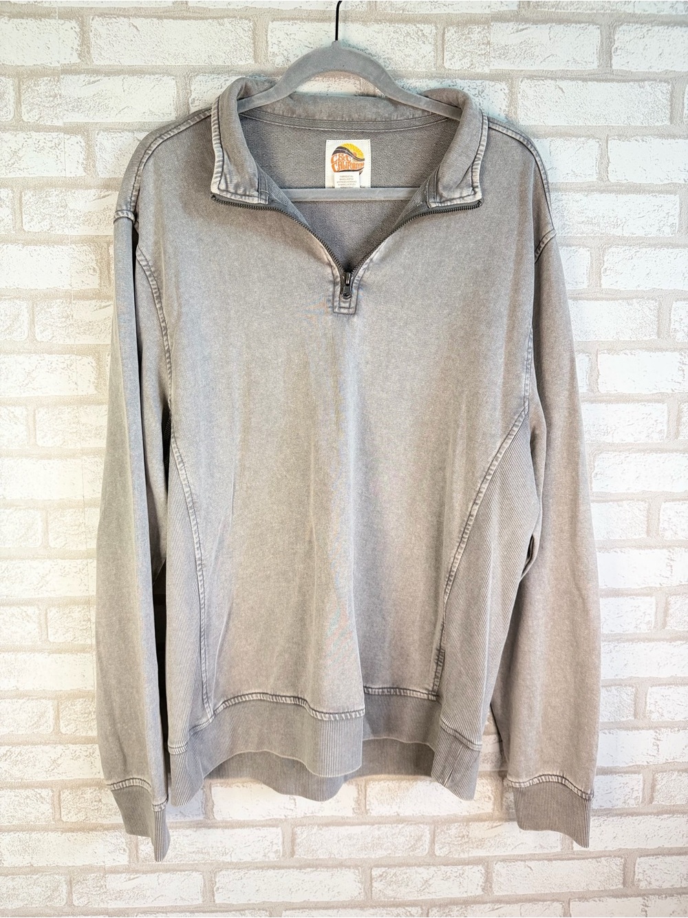 C&C California Washed Gray Half-Zip Sweater Men’s Size L